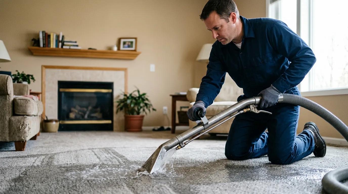 Water damage restoration technician working near Manitowoc, WI